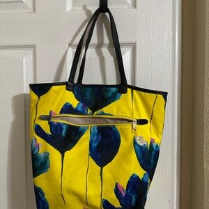 Vibrant Floral Tote Bag with Black Accents
